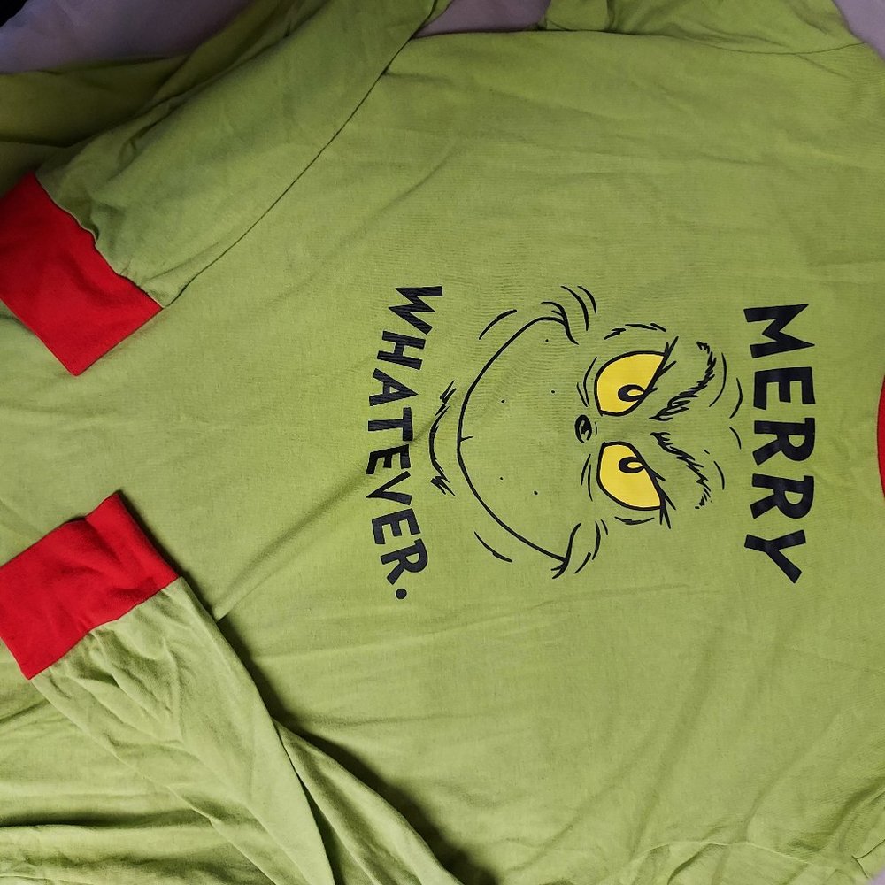 Grinch "MERRY WHATEVER" Pajama Top sz L